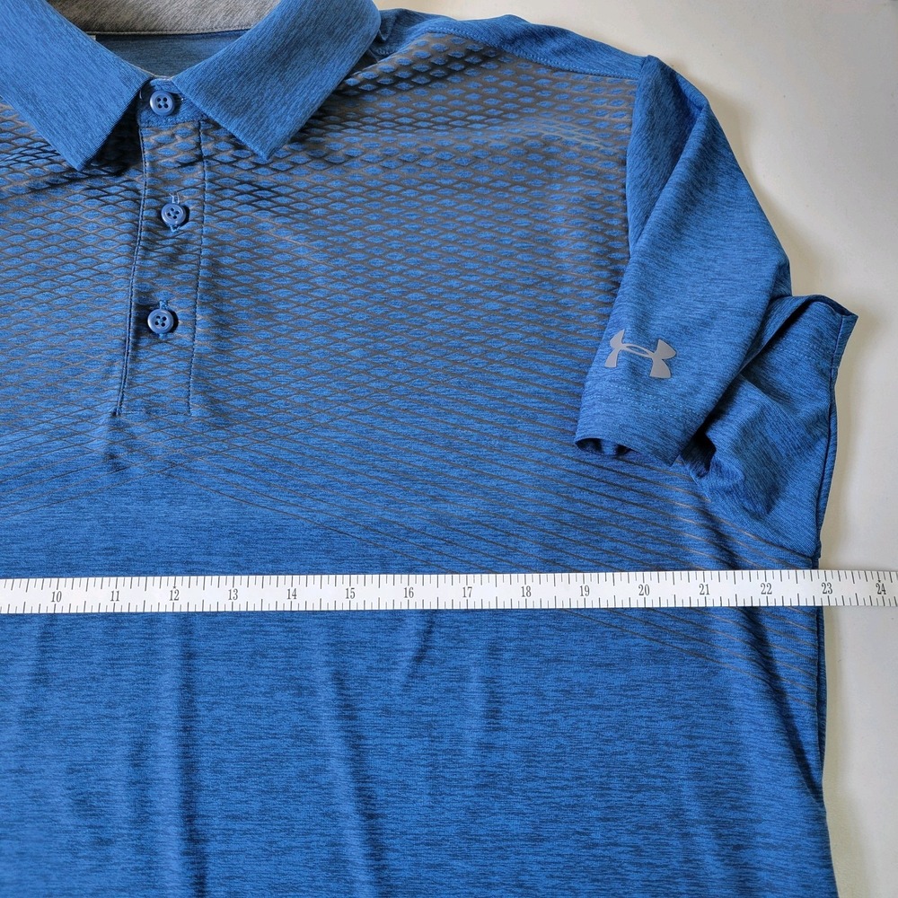 Under Armour Heat Gear Mens L Large Blue Black Short Sleeve Polo Golf Shirt - Picture 6 of 6